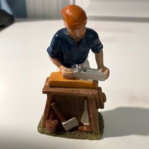 Carpenter with bench and tools, nativity scene 3.75 in tall